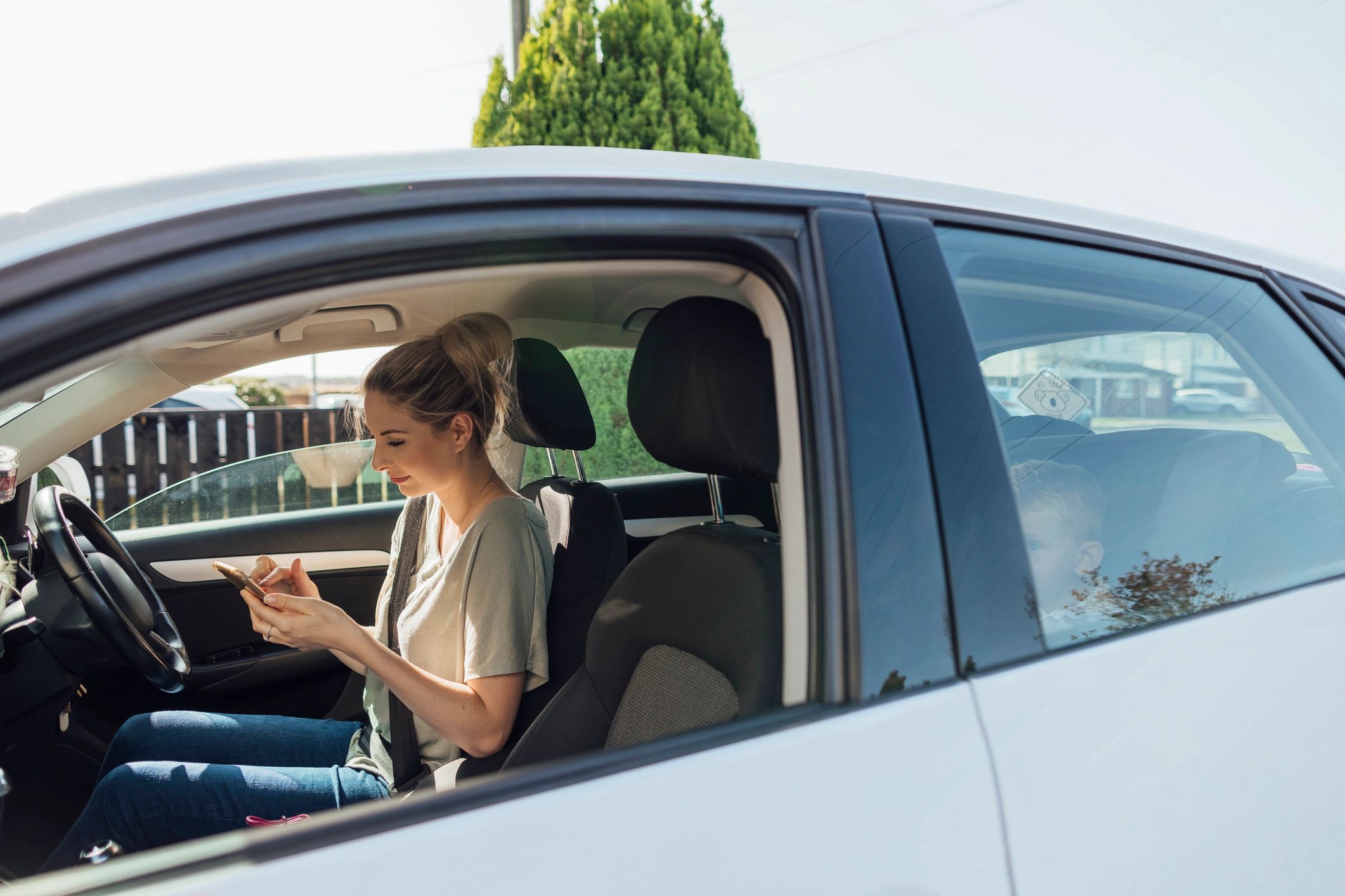 Customer riding in a car
