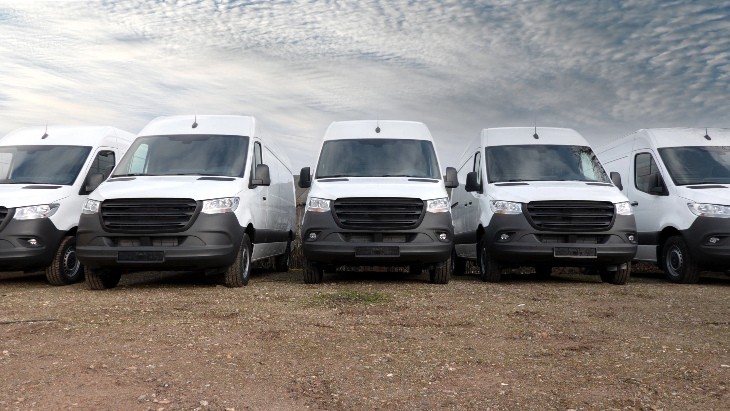 Fleet vans ready for package delivery service