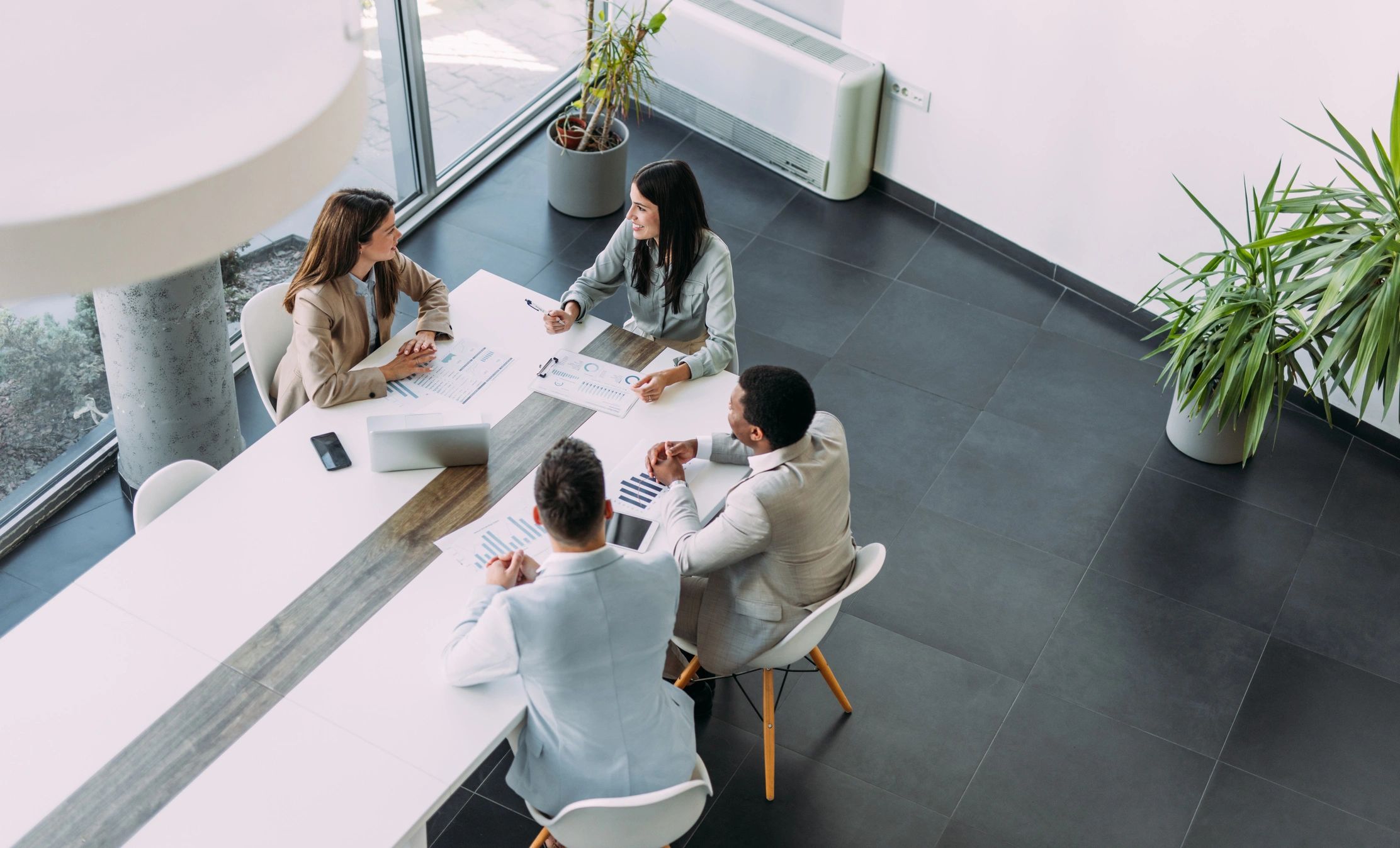 Transportation startup team meeting in an office
